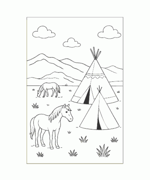 Ausmalbild Pferde 050