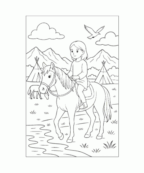 Ausmalbild Pferde 052