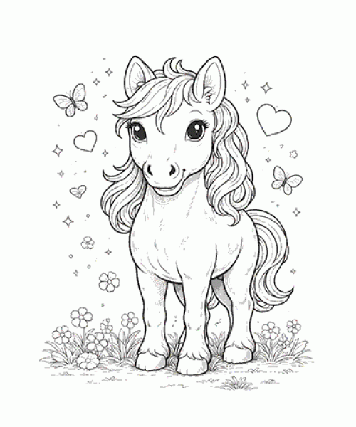 Ausmalbild Pferde 055