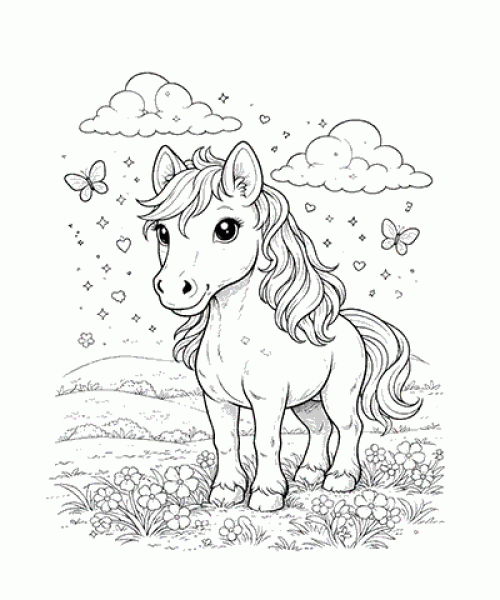 Ausmalbild Pferde 057