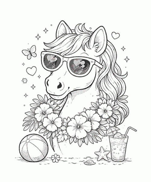 Ausmalbild Pferde 059