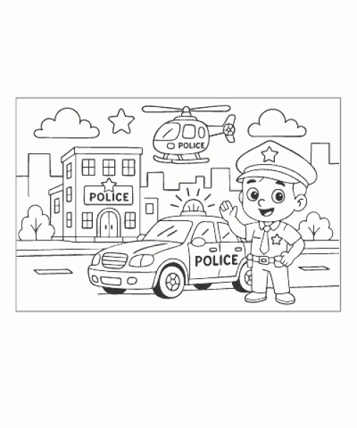 Ausmalbild Polizei 001