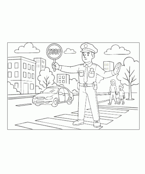 Ausmalbild Polizei 006