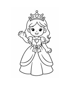 Ausmalbild Prinzessin winkt