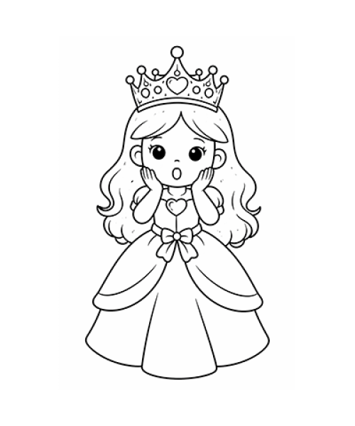 Ausmalbild Prinzessin guckt erstaunt