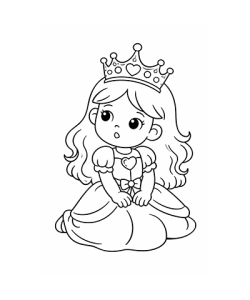 Ausmalbild Prinzessin guckt überrascht