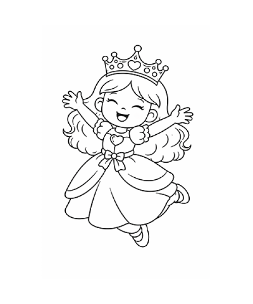 Ausmalbild Prinzessin spring in die Luft