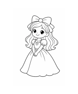 Ausmalbild Prinzessin guckt niedlich