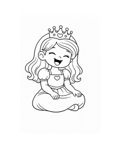 Ausmalbild Prinzessin sitzt und lacht