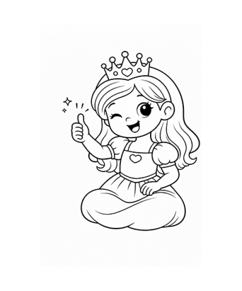 Ausmalbild Prinzessin zwinkert