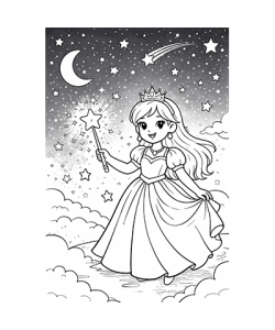 Ausmalbild Prinzessin Sternenhimmel