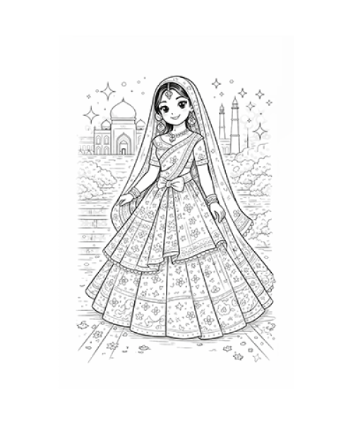 Ausmalbild orientalische Prinzessin