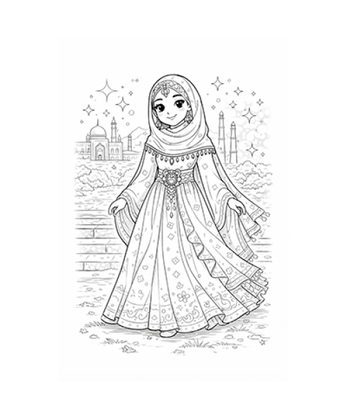 Ausmalbild orientalische Prinzessin 2