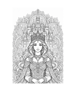 Ausmalbild Prinzessin vor Schloß