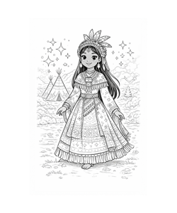 Ausmalbild indigene Prinzessin