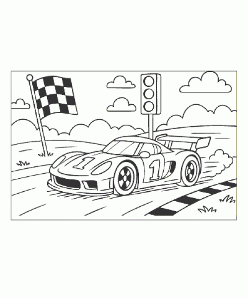 Ausmalbild Rennautos 003