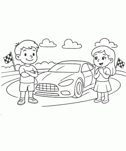 Ausmalbild Rennautos 013