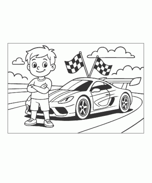 Ausmalbild Rennautos 015