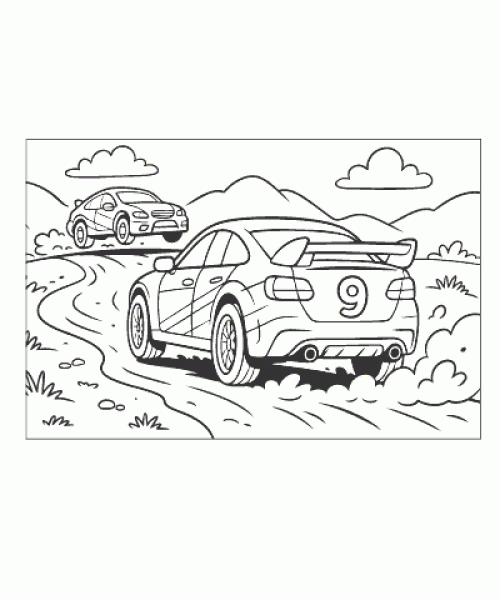 Ausmalbild Rennautos 016