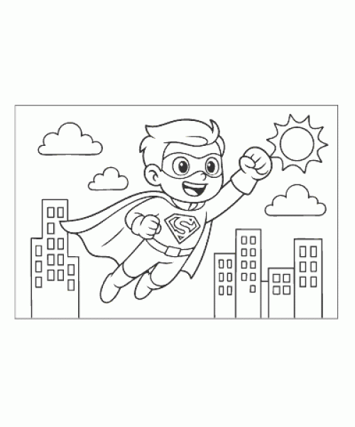 Ausmalbild Superheld 004