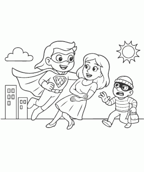 Ausmalbild Superheld 008