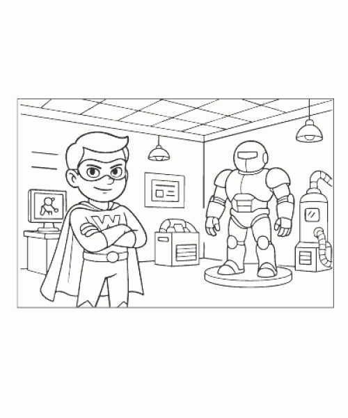 Ausmalbild Superheld 013