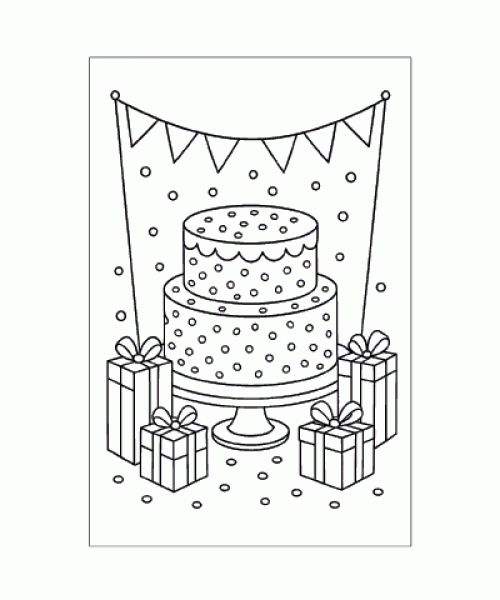 Ausmalbild-Torte-004