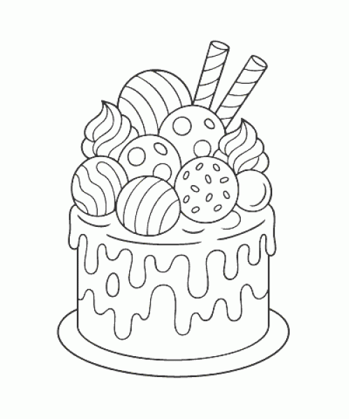 Ausmalbild-Torte-005