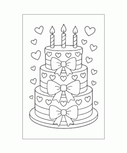 Ausmalbild-Torte_3Kerzen-001