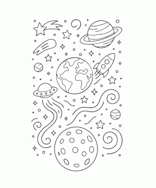 Ausmalbild Weltall 001