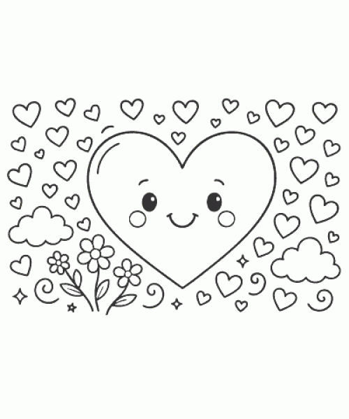 Ausmalbild Herz 003