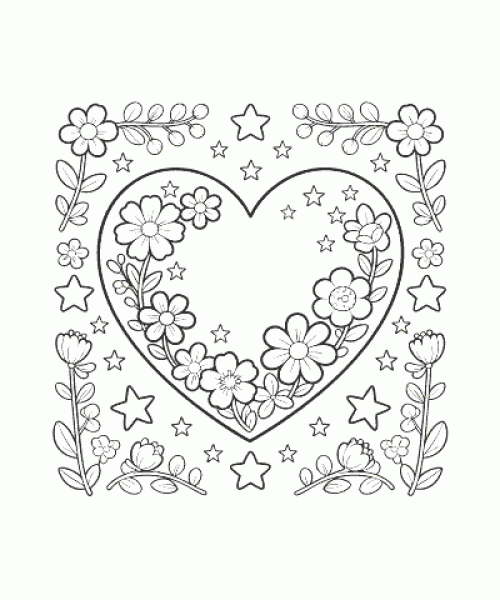 Ausmalbild Herz 026