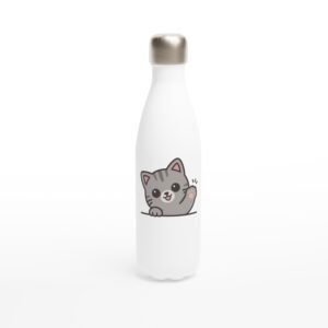 Edelstahl-Wasserflasche mit süßem Kawaii-Katzenmotiv