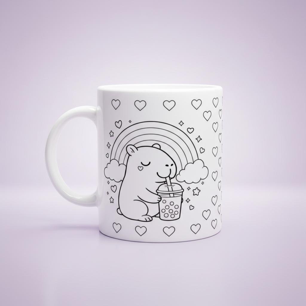 Ausmalbare Capybara Tasse Bubble Tea – Bild 5