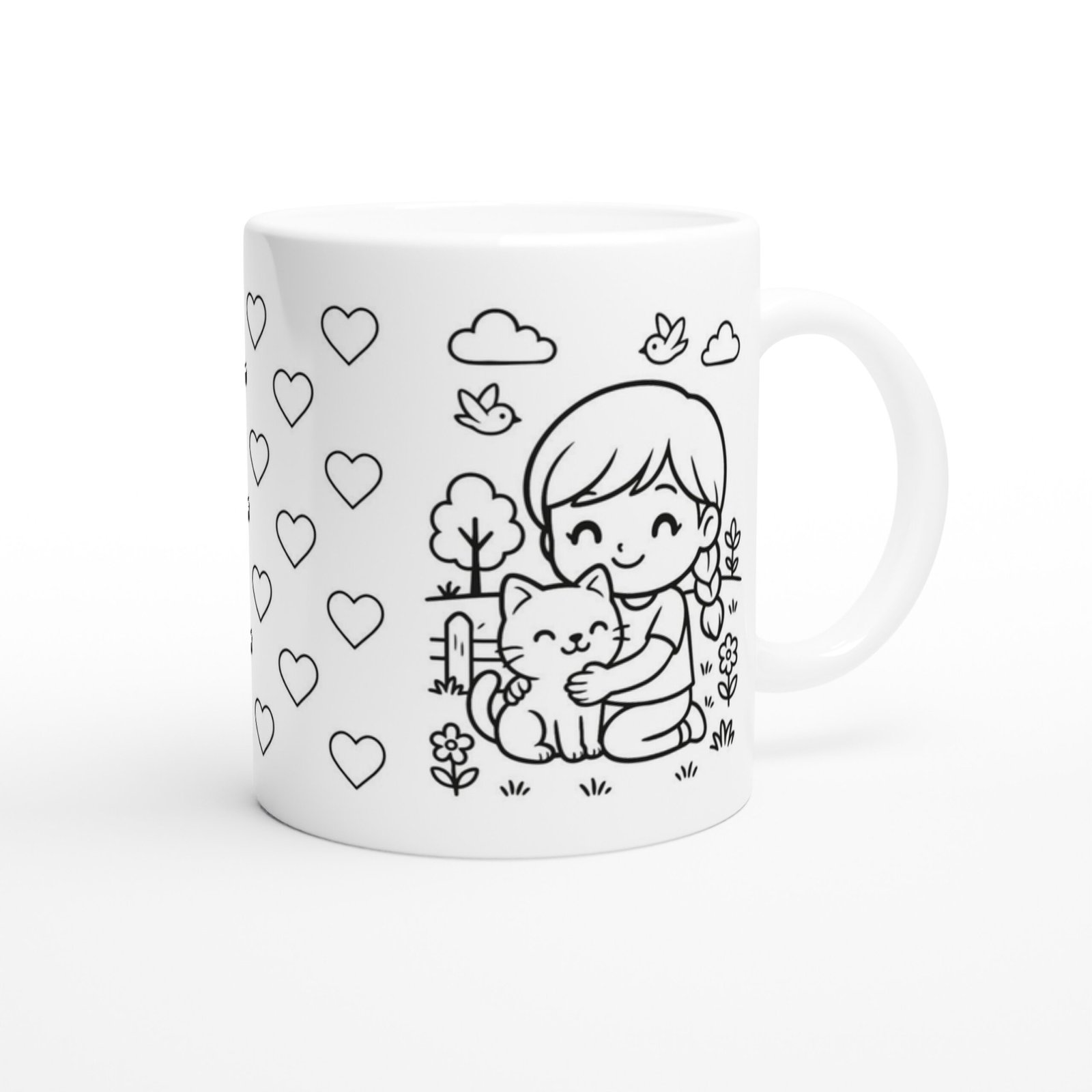 Ausmalbare Tasse mit Mädchen & Katze – Bild 5