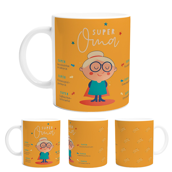 Tasse Super Oma – Die Heldin des Alltags auf einer Tasse 💖